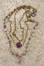 Purple Stone & Crystal Necklace