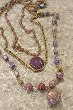 Purple Stone & Crystal Necklace