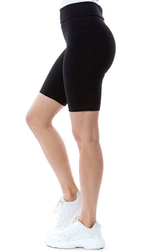 Fold Over Waist Biker Shorts