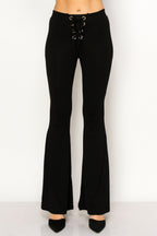 Eyelet Lace Up Flare Pants
