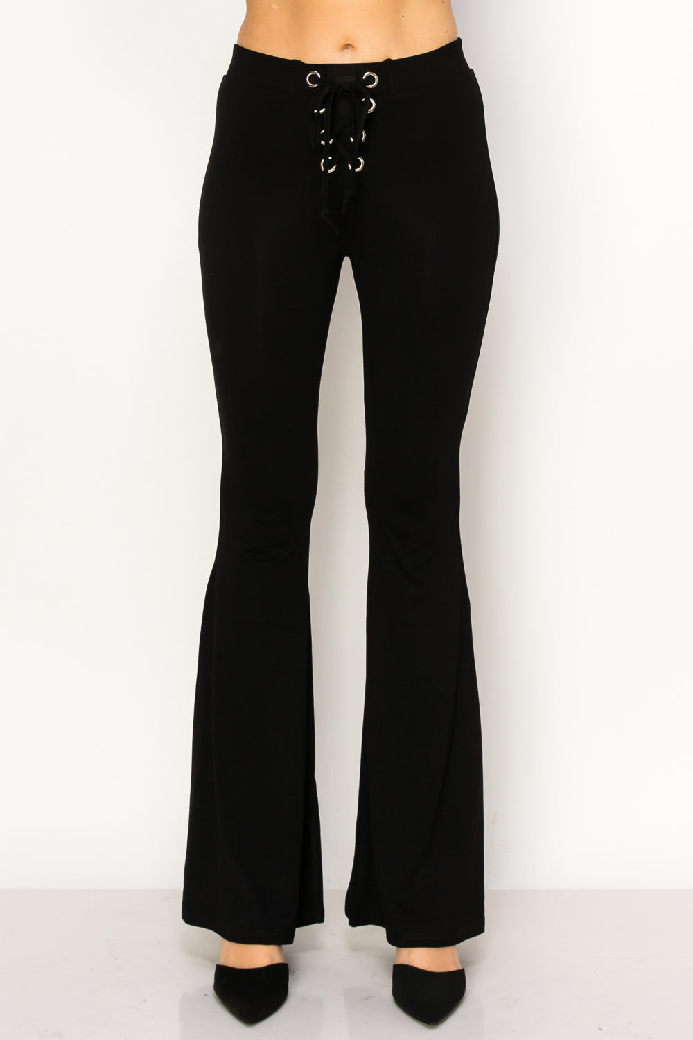 Eyelet Lace Up Flare Pants