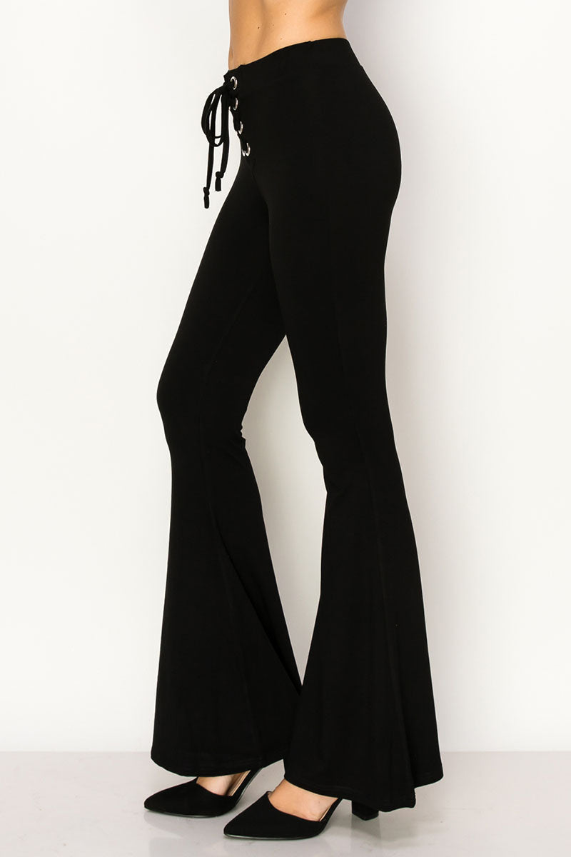 Eyelet Lace Up Flare Pants