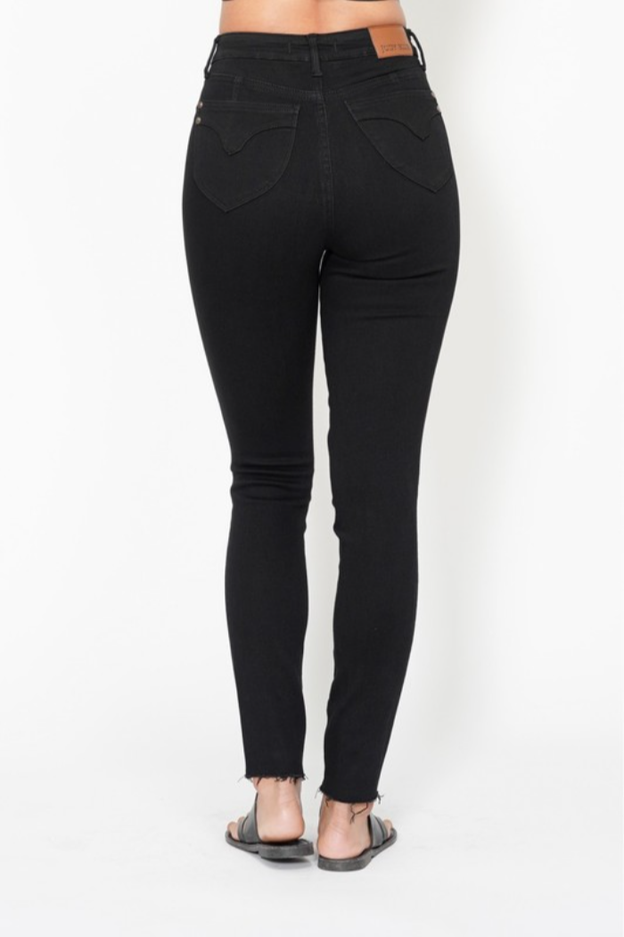 High Waist Shield Pockets Skinny Jeans