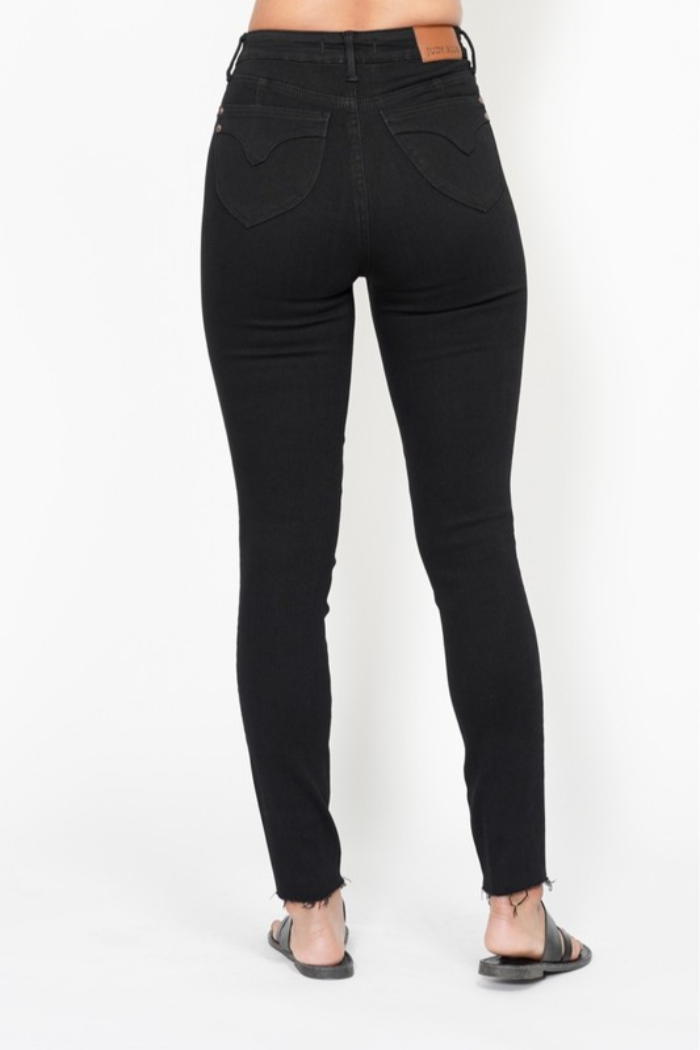 High Waist Shield Pockets Skinny Jeans