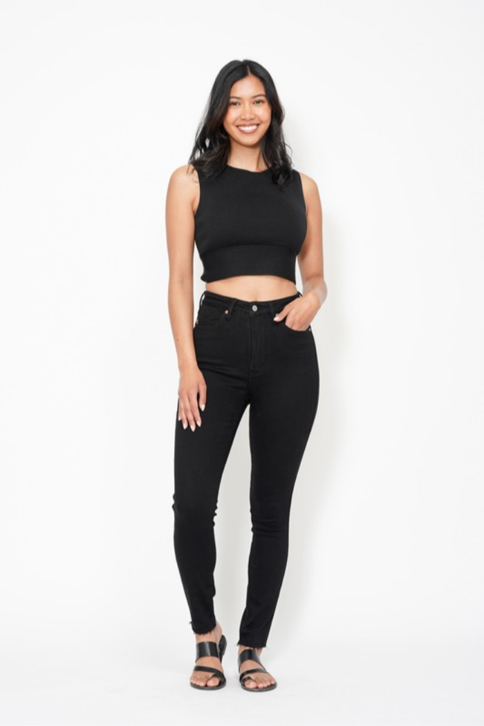 High Waist Shield Pockets Skinny Jeans
