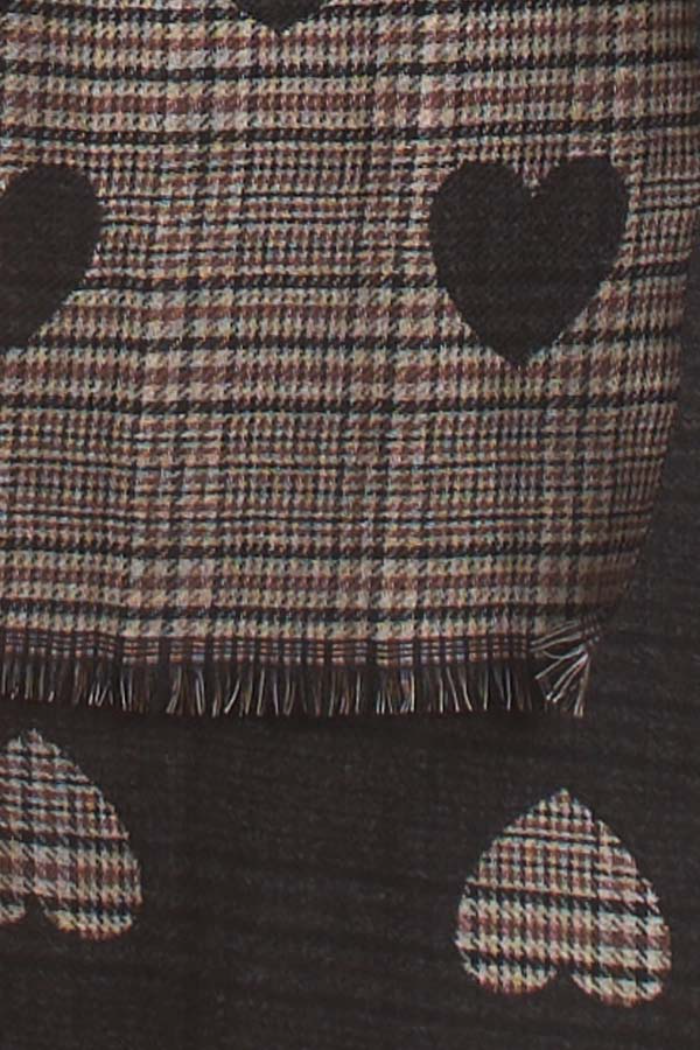 Valentine's Heart Print Plaid Scarf