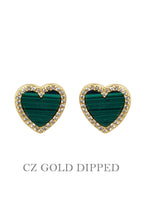 Gold Plated Cz Heart Post Earrings