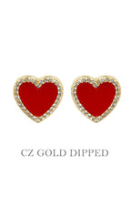 Gold Plated Cz Heart Post Earrings