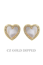 Gold Plated Cz Heart Post Earrings