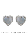 Gold Plated Cz Heart Post Earrings