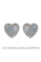Gold Plated Cz Heart Post Earrings