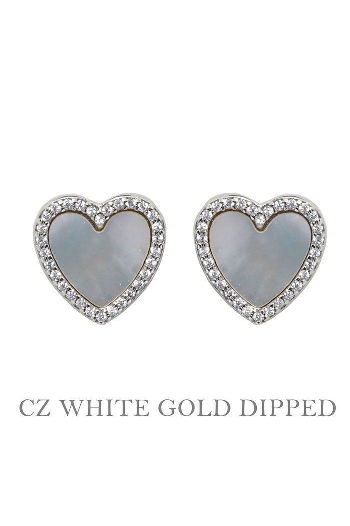 Gold Plated Cz Heart Post Earrings