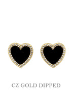 Gold Plated Cz Heart Post Earrings