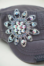 Sunflower Bejeweled Glitz Cadet Cap, Adjustable