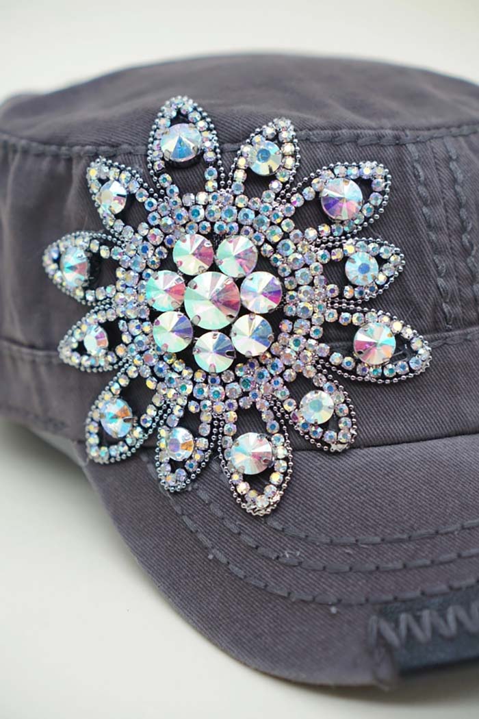 Sunflower Bejeweled Glitz Cadet Cap, Adjustable