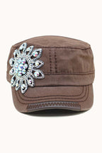 Sunflower Bejeweled Glitz Cadet Cap, Adjustable
