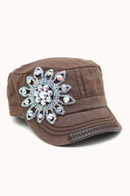 Sunflower Bejeweled Glitz Cadet Cap, Adjustable