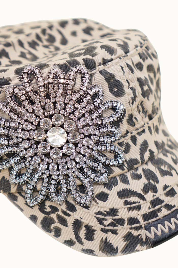 Sunflower Bejeweled Glitz Cadet Cap, Adjustable