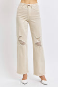 High Waist Destroyed Straight Jeans
