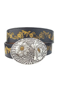 Sunflower Buckle Floral Tooled Belt