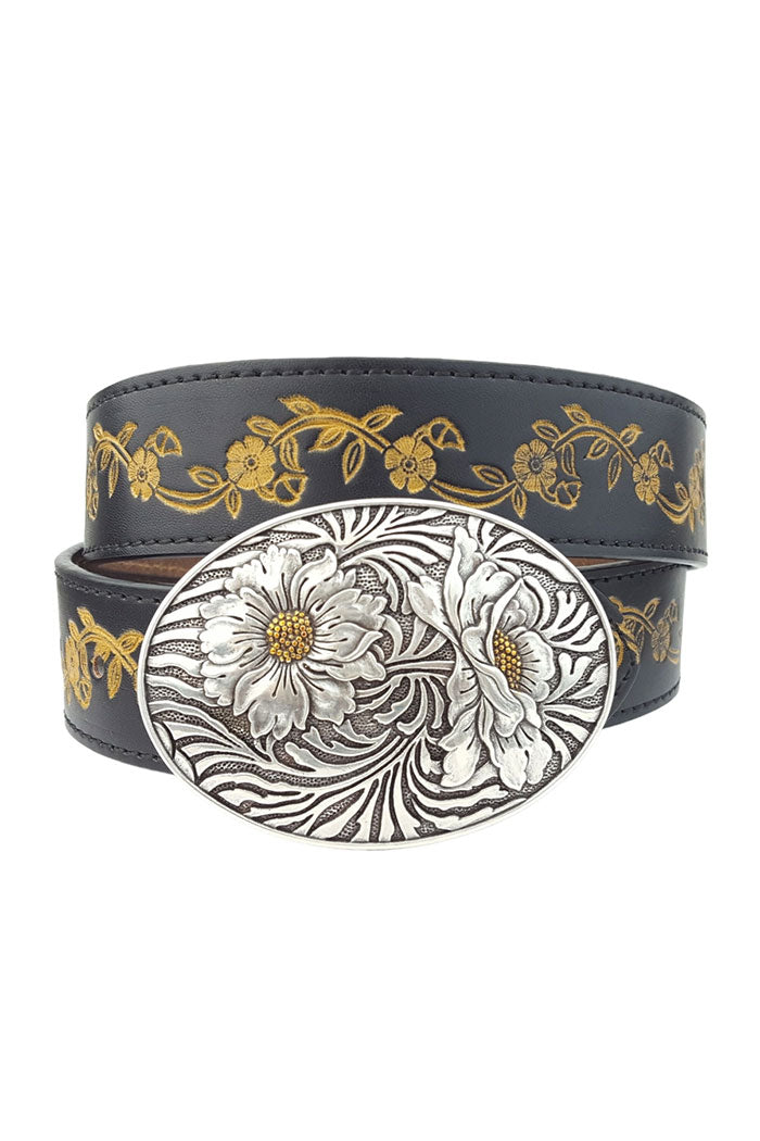 Sunflower Buckle Floral Tooled Belt
