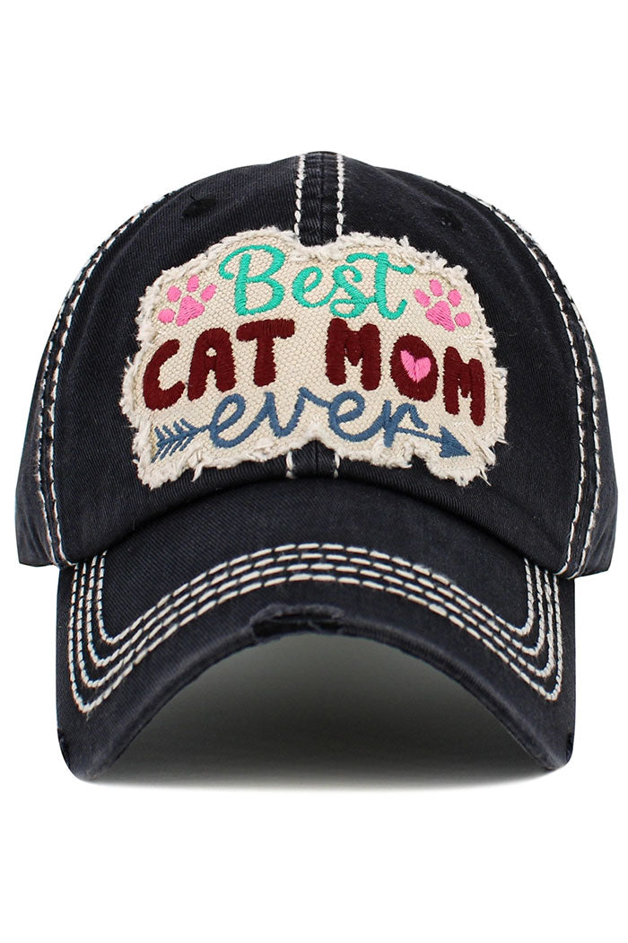Best Cat Mom Ever Vintage Ballcap