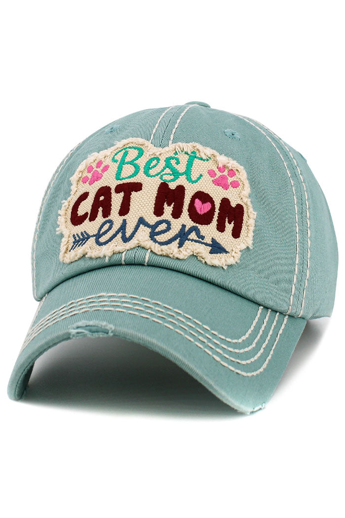 Best Cat Mom Ever Vintage Ballcap