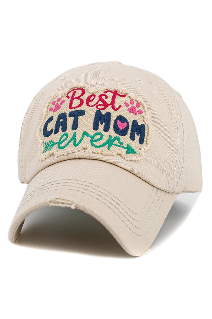 Best Cat Mom Ever Vintage Ballcap