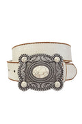 Western Stone Buckle Vintage Leather Belt