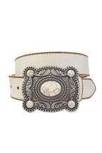 Western Stone Buckle Vintage Leather Belt