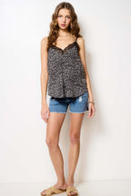 Leopard Print V-Neck Lace Camisole