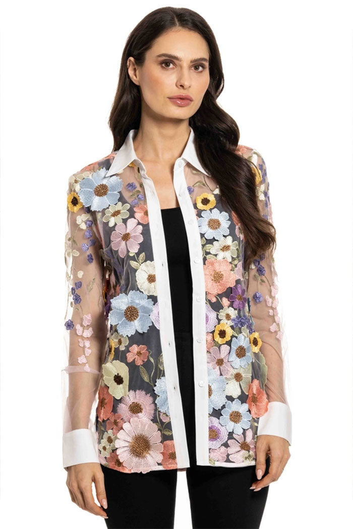 Embroidered Button Down Top