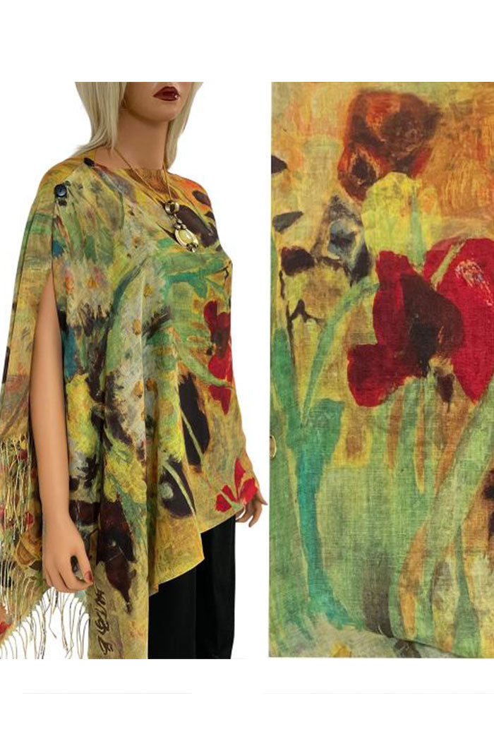 Art Design Cotton Touch Button Shawl