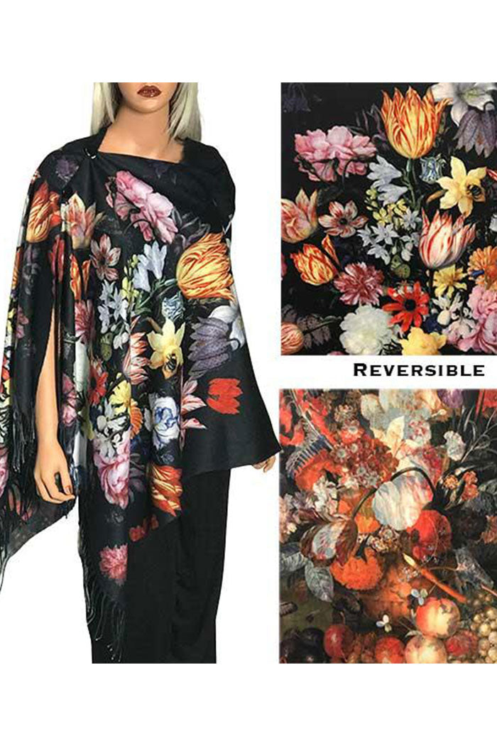 Sueded Art Design Reversible Shawls