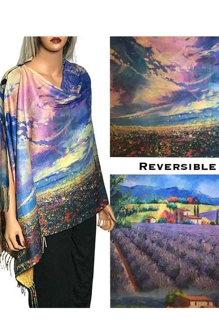 Sueded Art Design Reversible Shawls