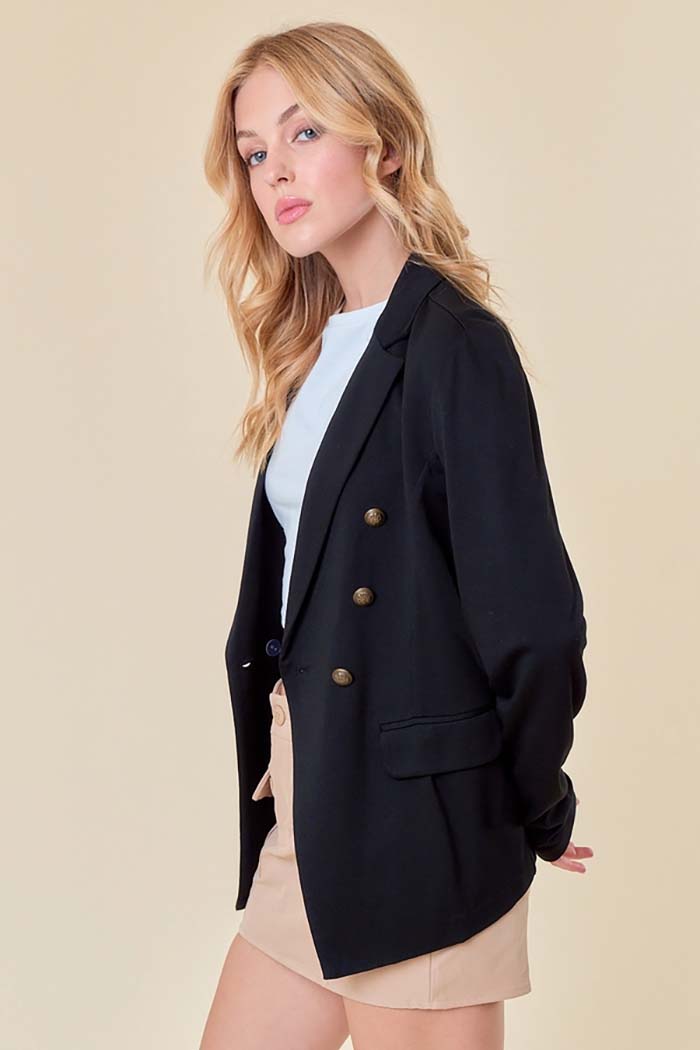 Button Detail Jacket with Waist Line