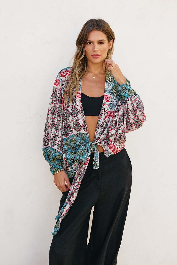 Sky Rider Tie Detail Kimono
