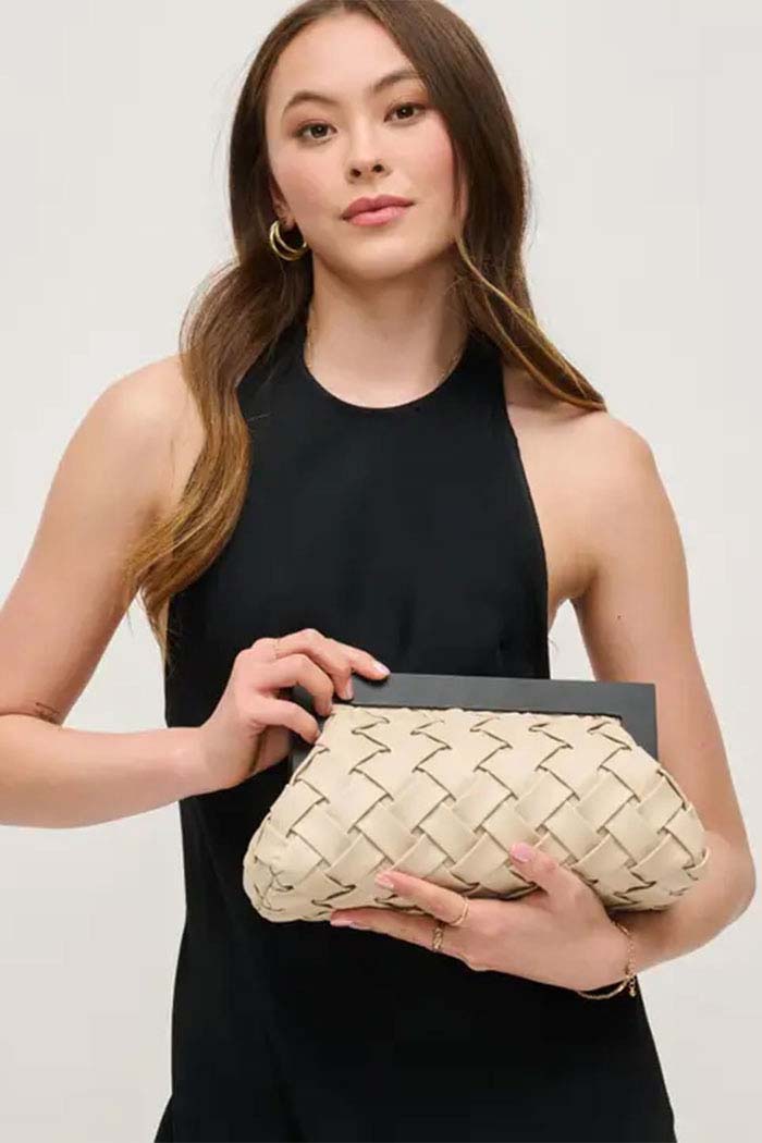 Woven Wooden Frame Clutch