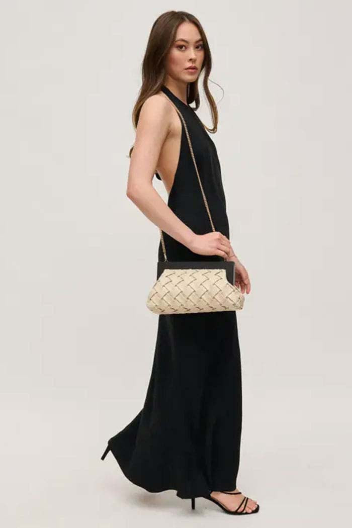 Woven Wooden Frame Clutch
