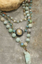 Mint Stone & Crystal Necklace