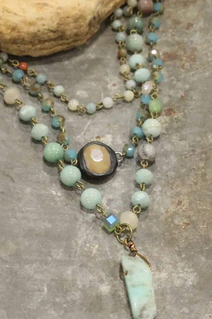 Mint Stone & Crystal Necklace