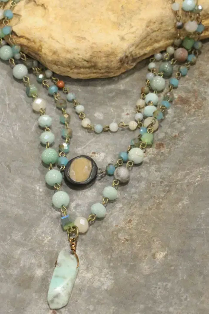Mint Stone & Crystal Necklace