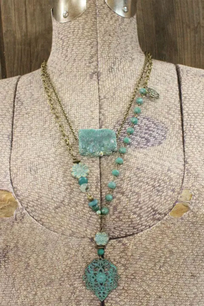 Czech Flower Layered Necklace