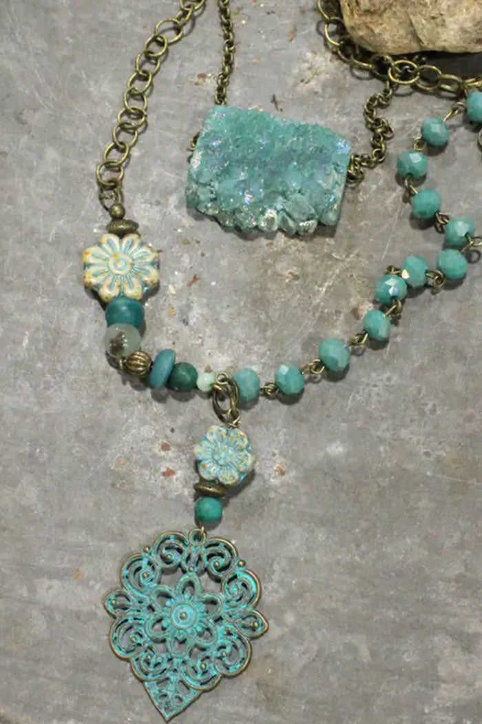 Czech Flower Layered Necklace