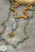 Czech Pendant Drop Layered Necklace