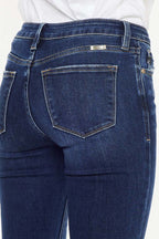 Button Up Distress Flare Jeans
