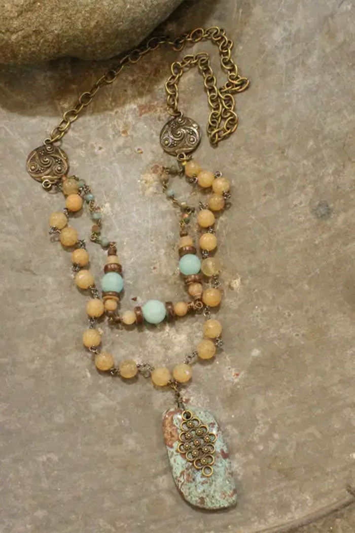 Vintage Stone Pendant Necklace