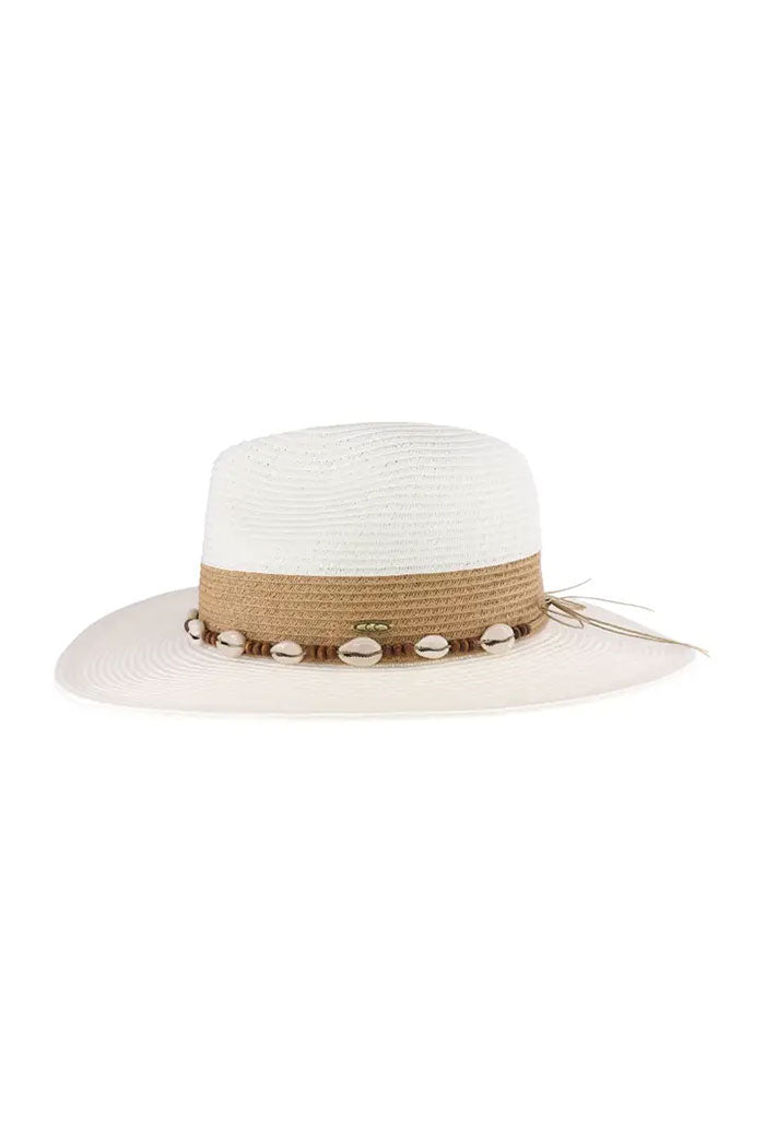 Wood Bead Trim C.C Panama Hat
