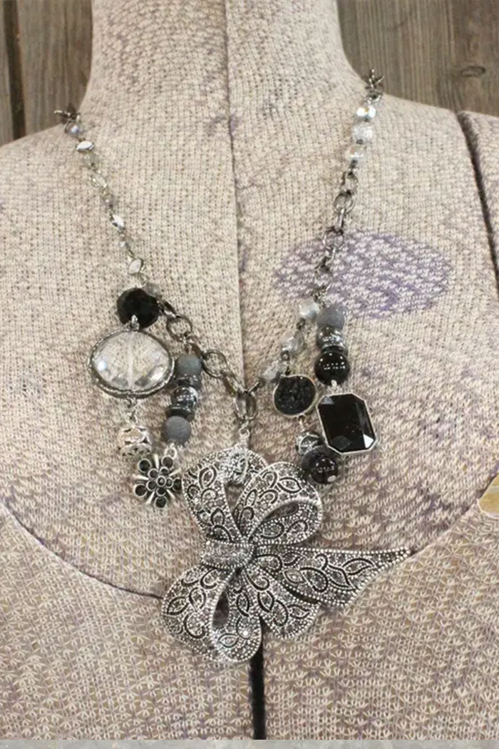 Bow Glass Charmed Necklace