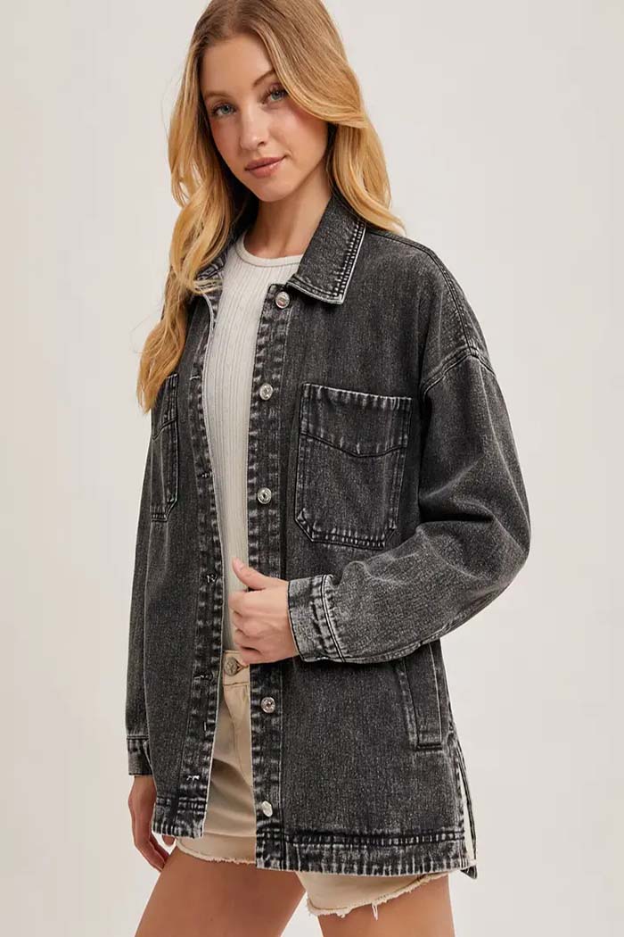 Button Down Shirt Denim Jacket